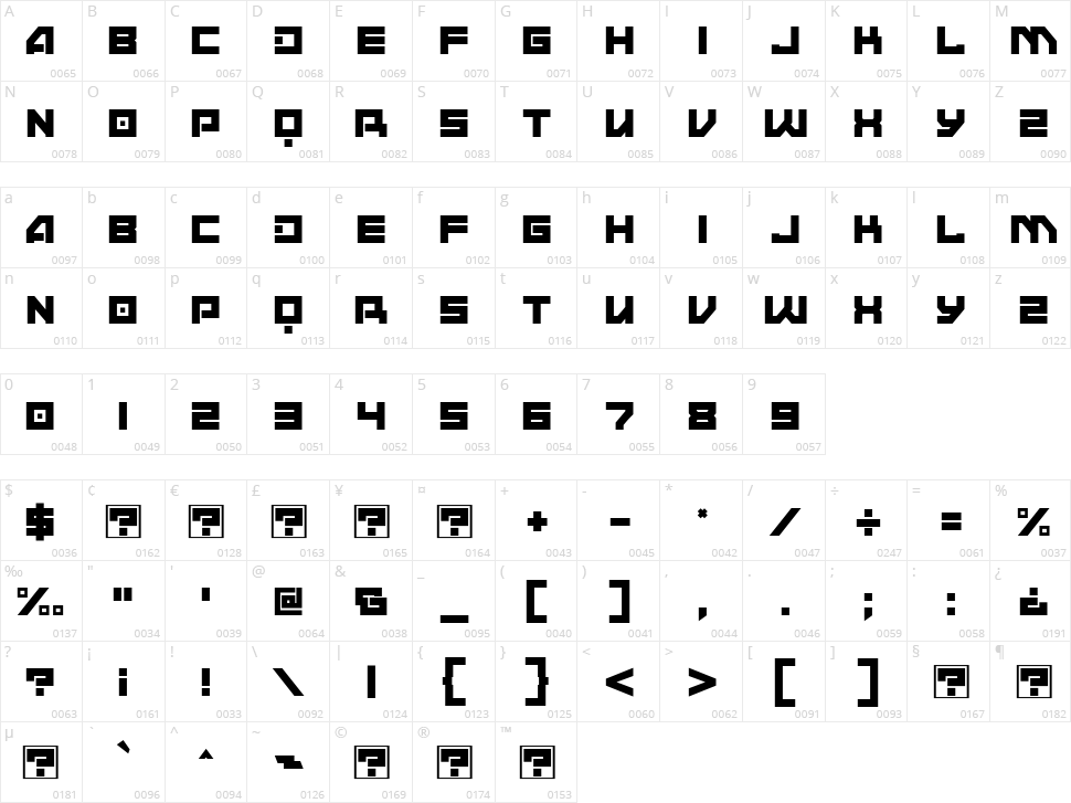 Andmorey Character Map