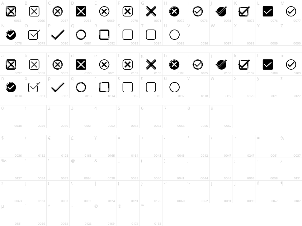 Arpenter Character Map