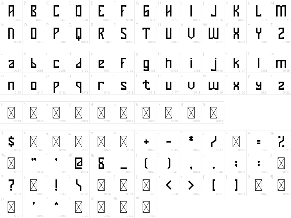 Assasin Aerox - Sport Typeface Character Map