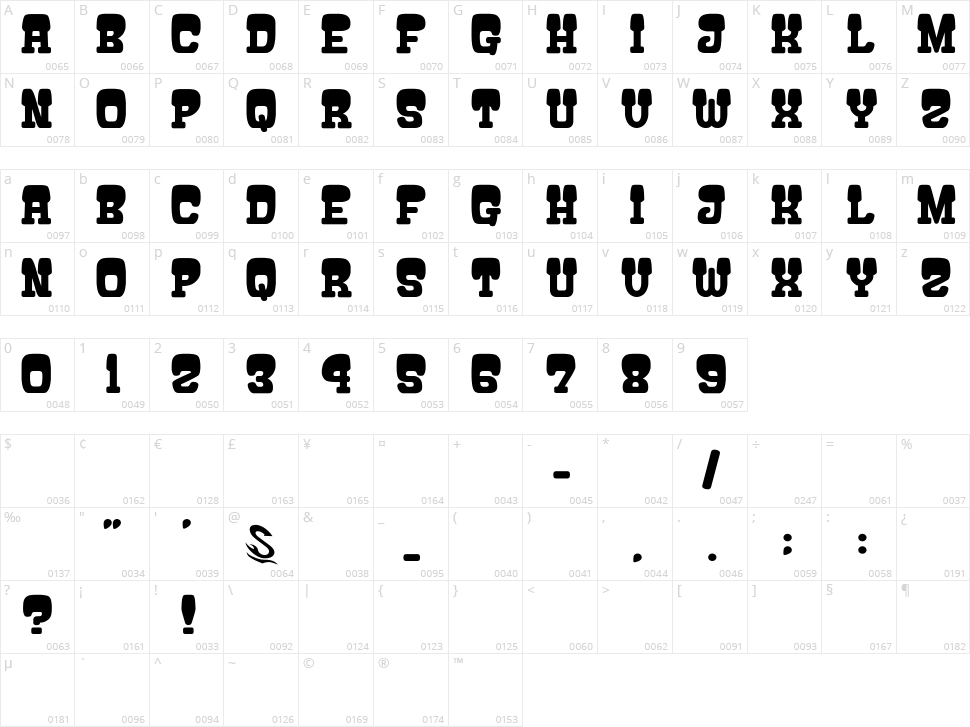 Atama Serif G Character Map