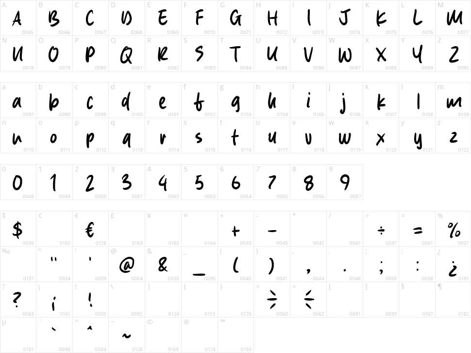 Autumn Bright Character Map