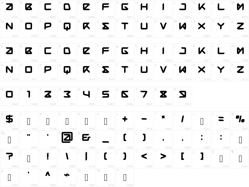 Bemand Character Map