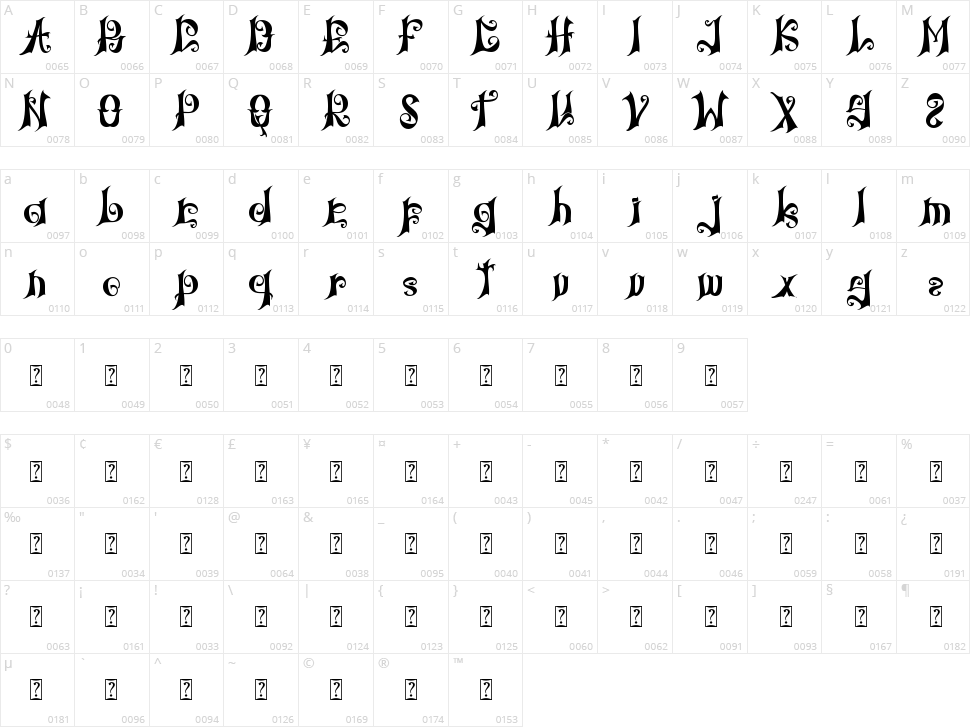 Black Silent Character Map