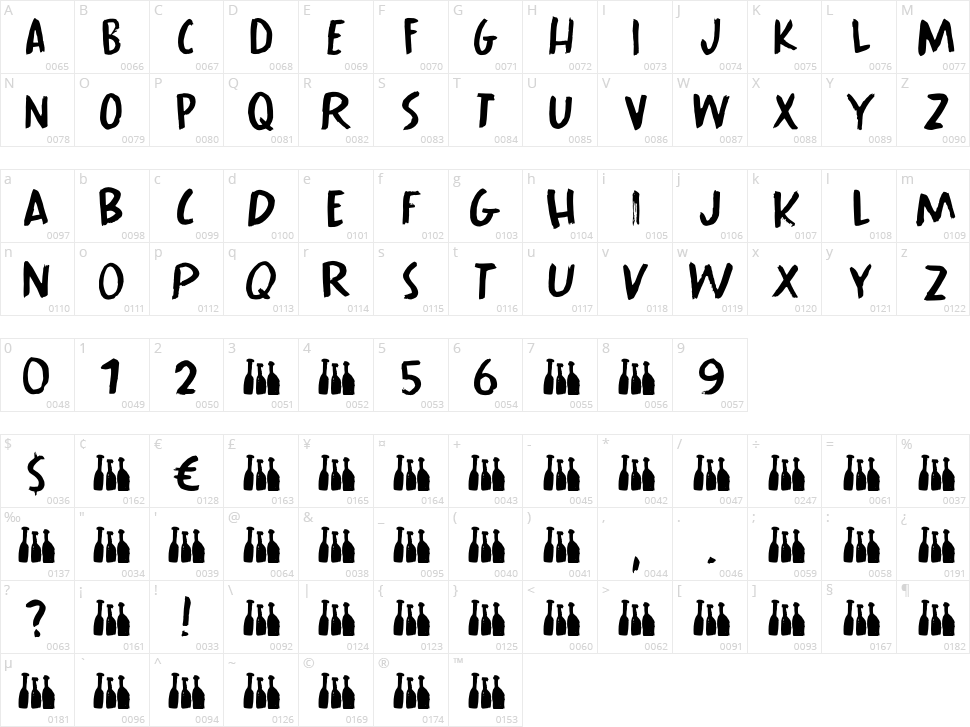 Bouteilles Character Map