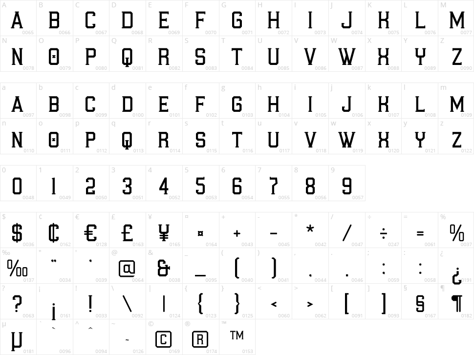 Brocket Flaming Character Map