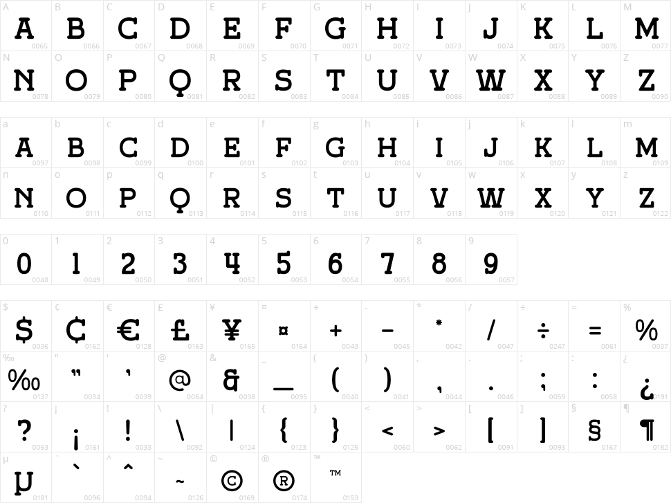 Broken Ranch Character Map