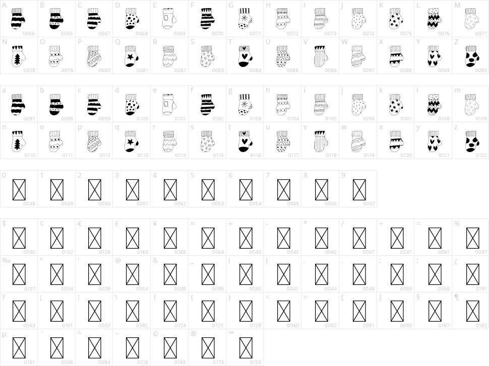 Christmast Gloves Character Map