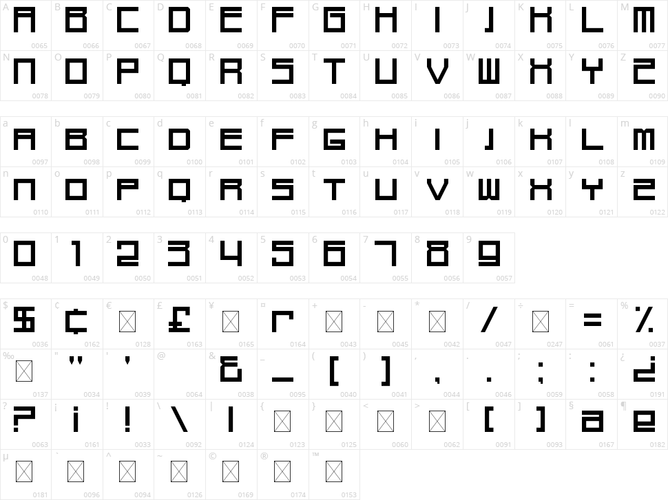 Conform F.S. Character Map