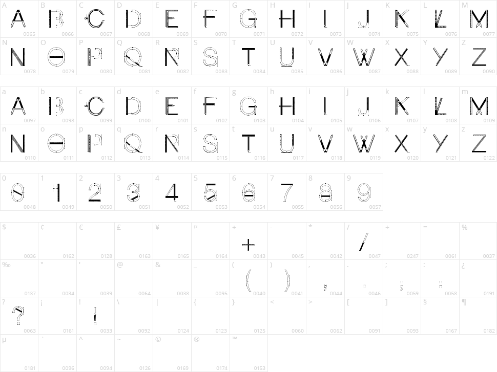 Craft Font Character Map
