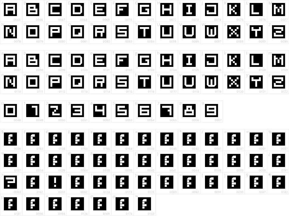 Cube Font Character Map