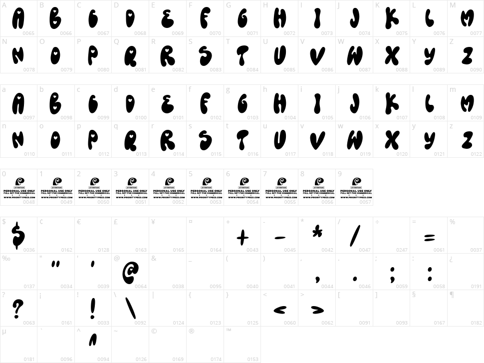 Cyan Love Character Map
