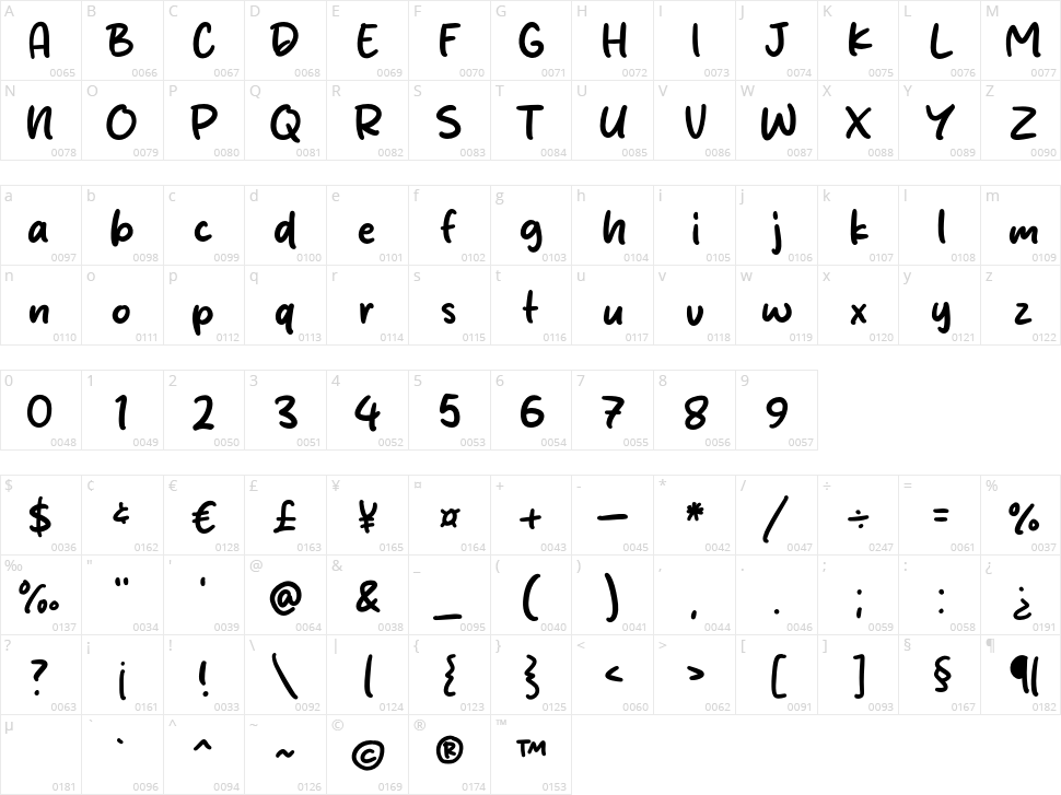 Darling Letter Character Map