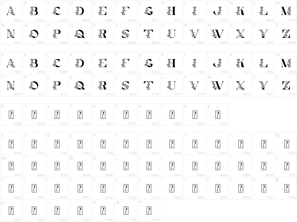 Decorative Quality Character Map