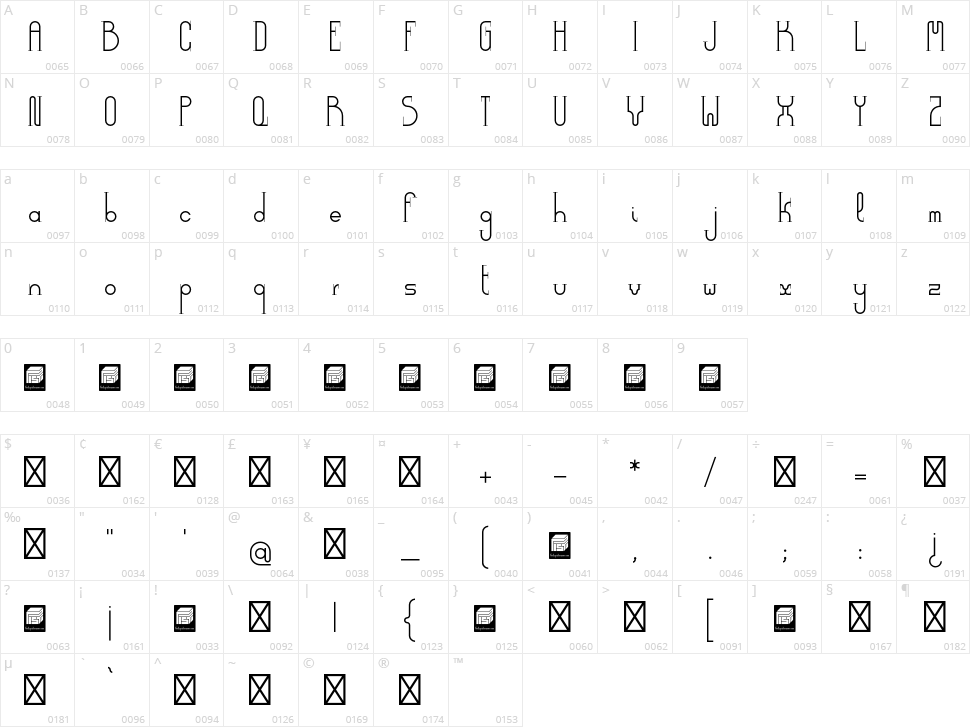 Democrazy Serif Character Map