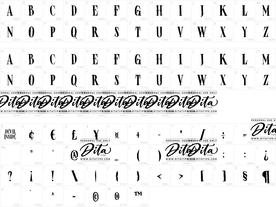 Devil Inside Character Map