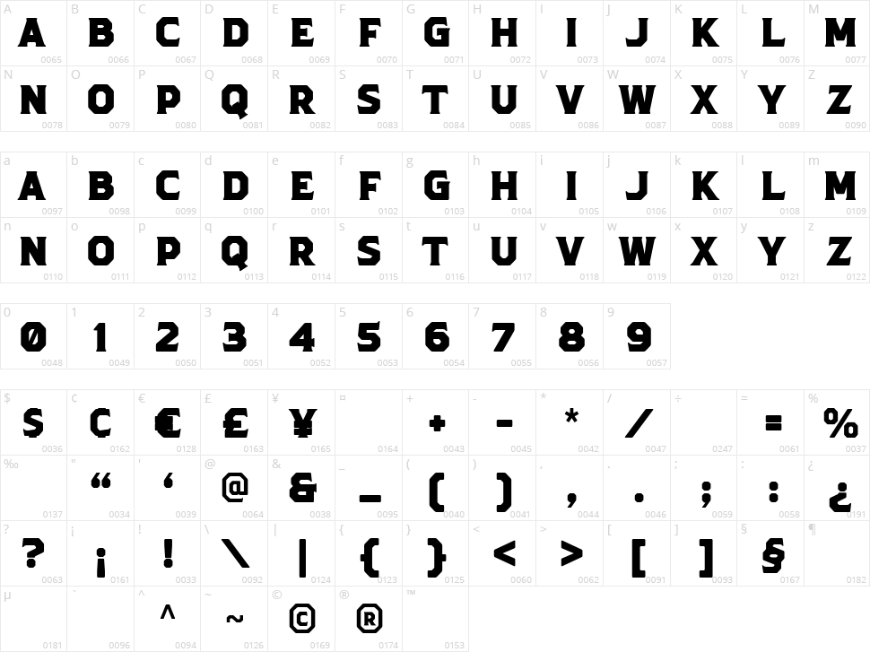Duhline Serif Character Map
