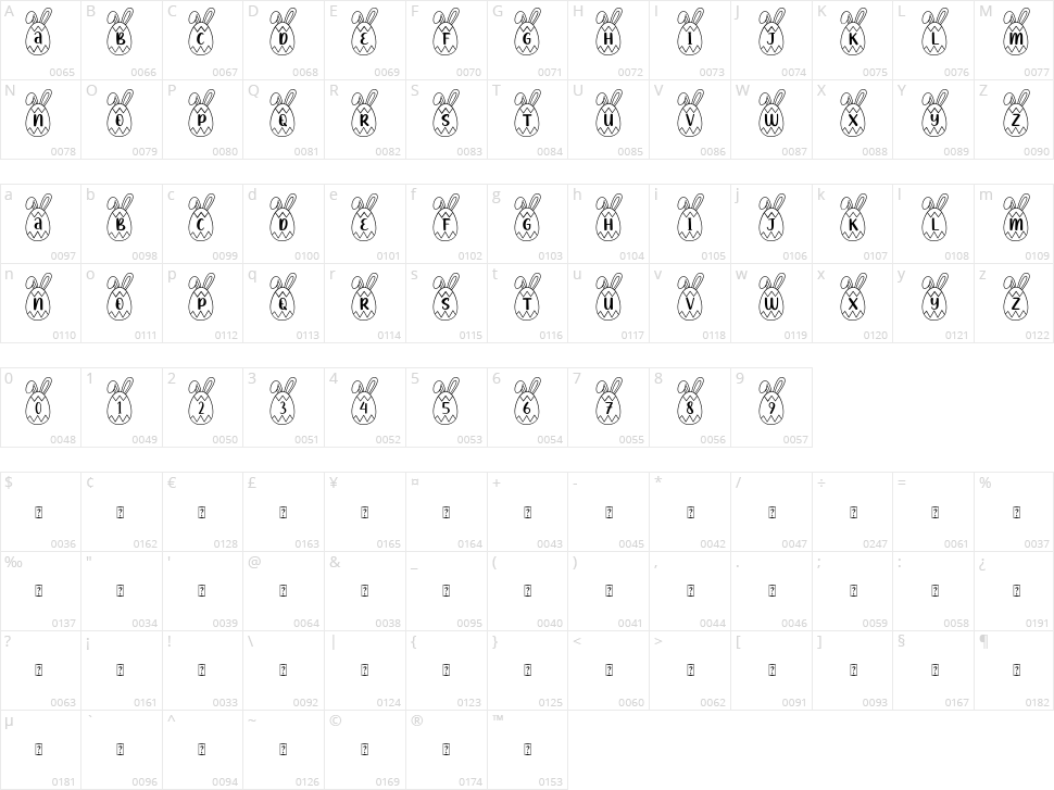 Easter Egg Monogram Character Map