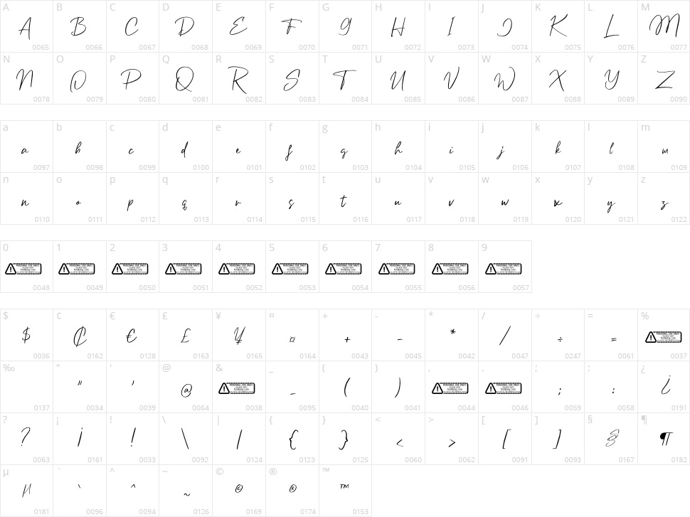 Enterlight Character Map