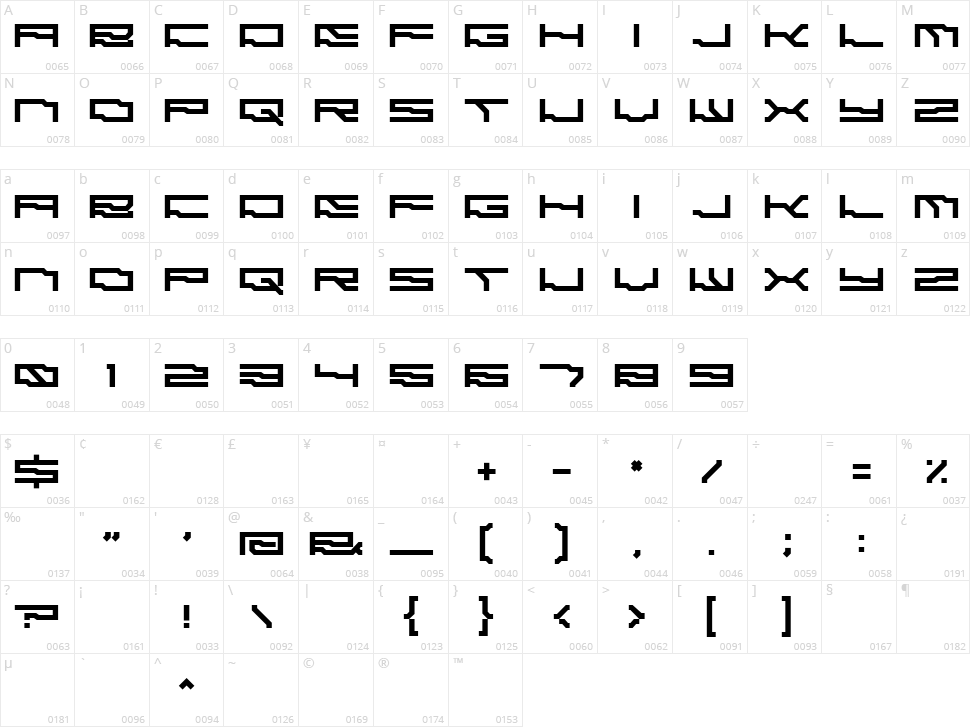 Exobyte Character Map