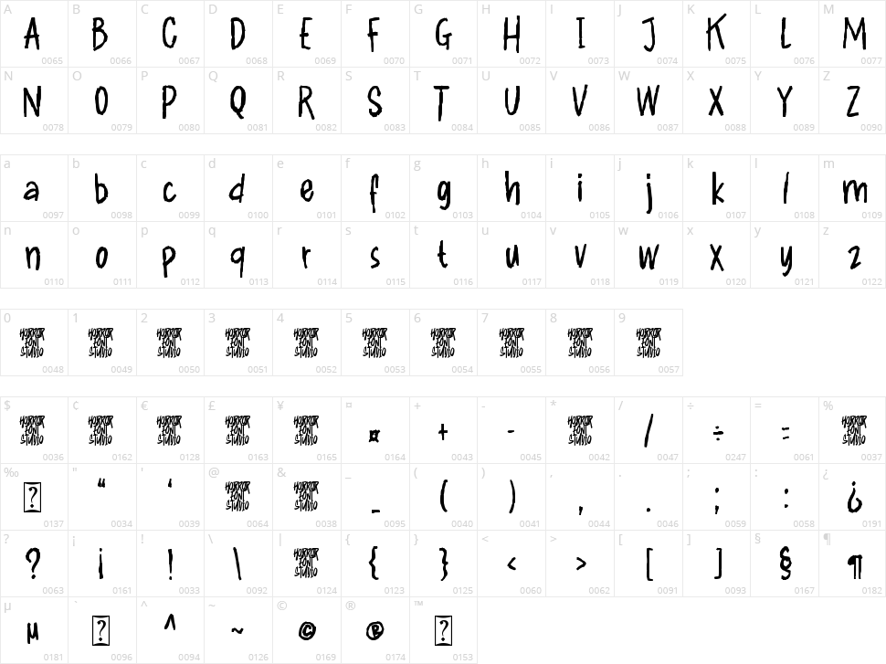 Fakeblood Character Map