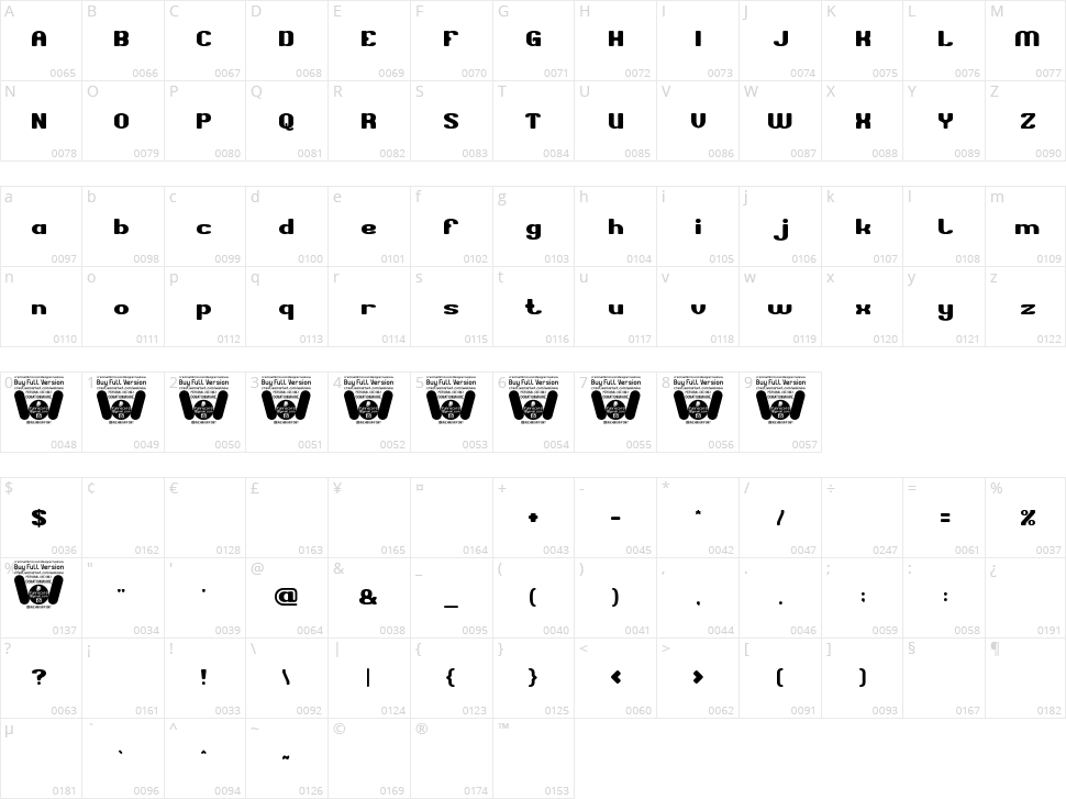 Flash Brain Character Map