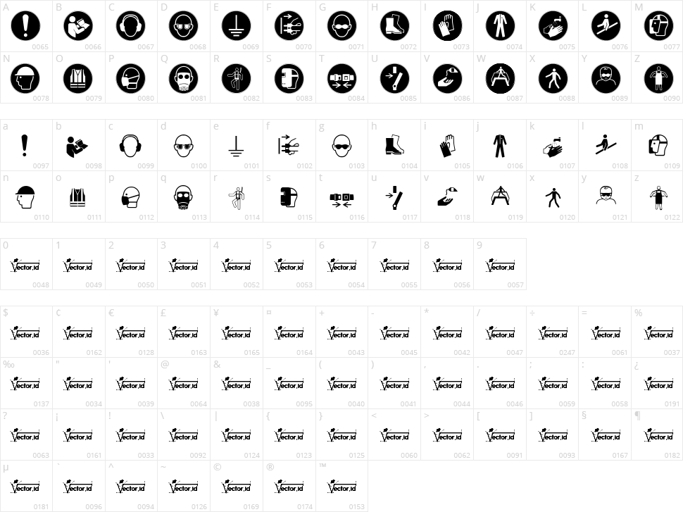 Fonts Vector Iso 7010 Mandatory Character Map