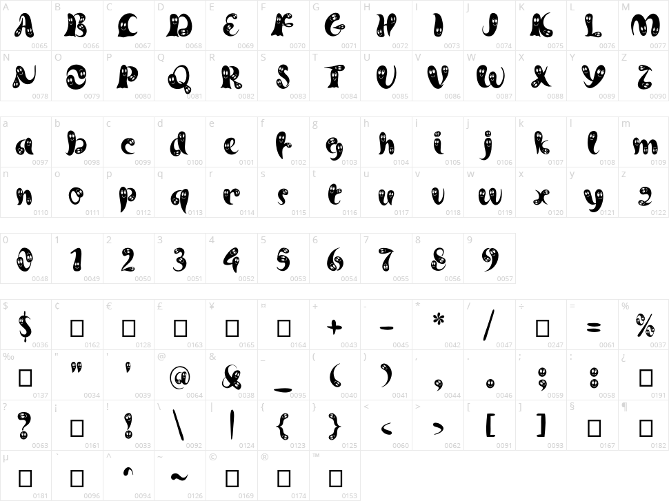 Ghost Smile Character Map