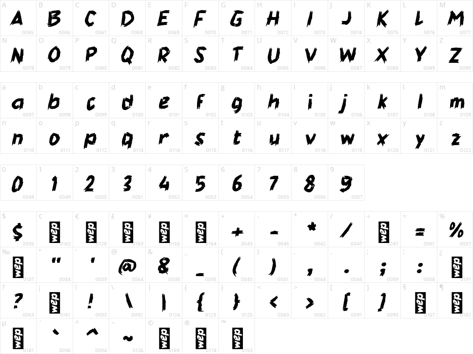 h Hajiro Character Map