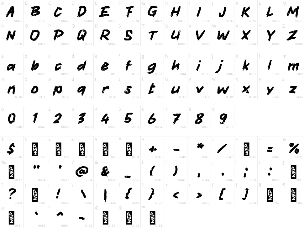 h Hare Character Map