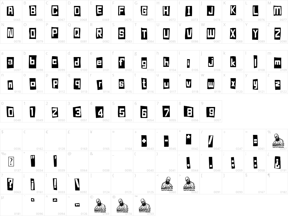 Happy Cube Character Map