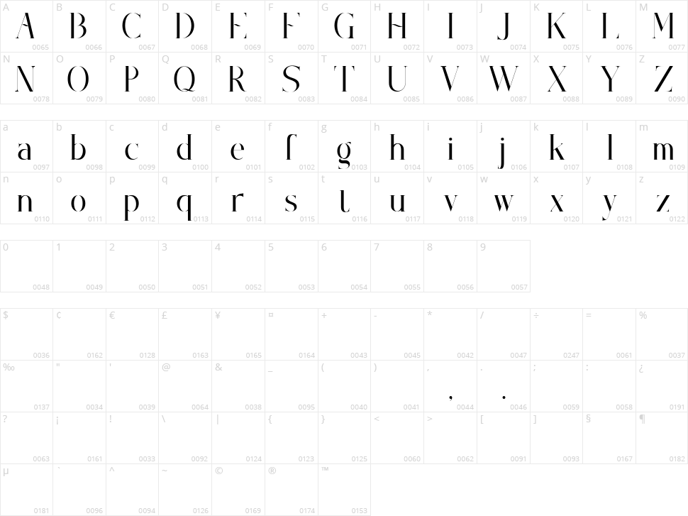 Hookana Character Map