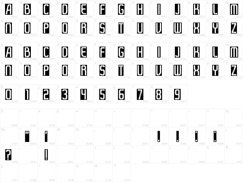 Hour And Date Character Map