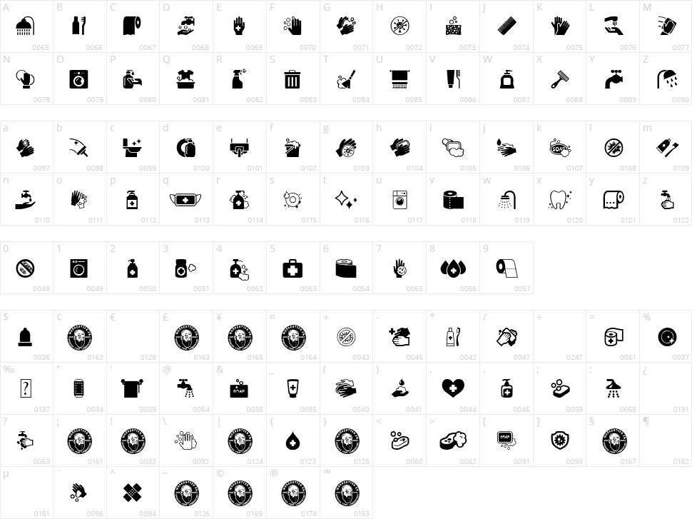 Hygiene Icons Character Map