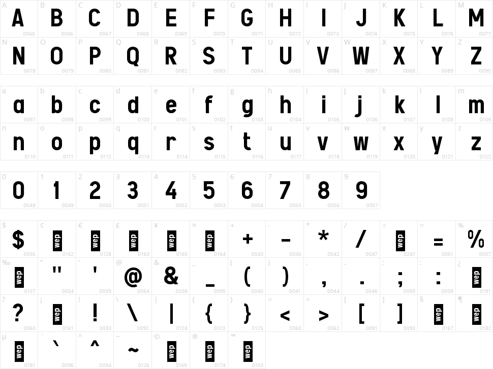 i Ini Sans Character Map