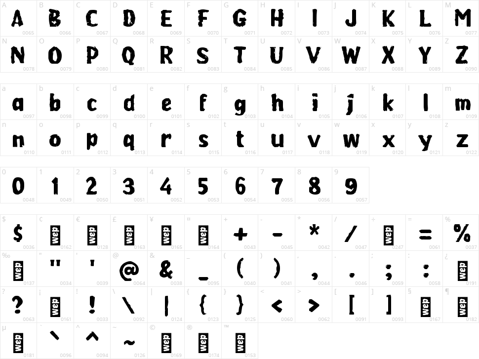 j Jambu Kristal Character Map