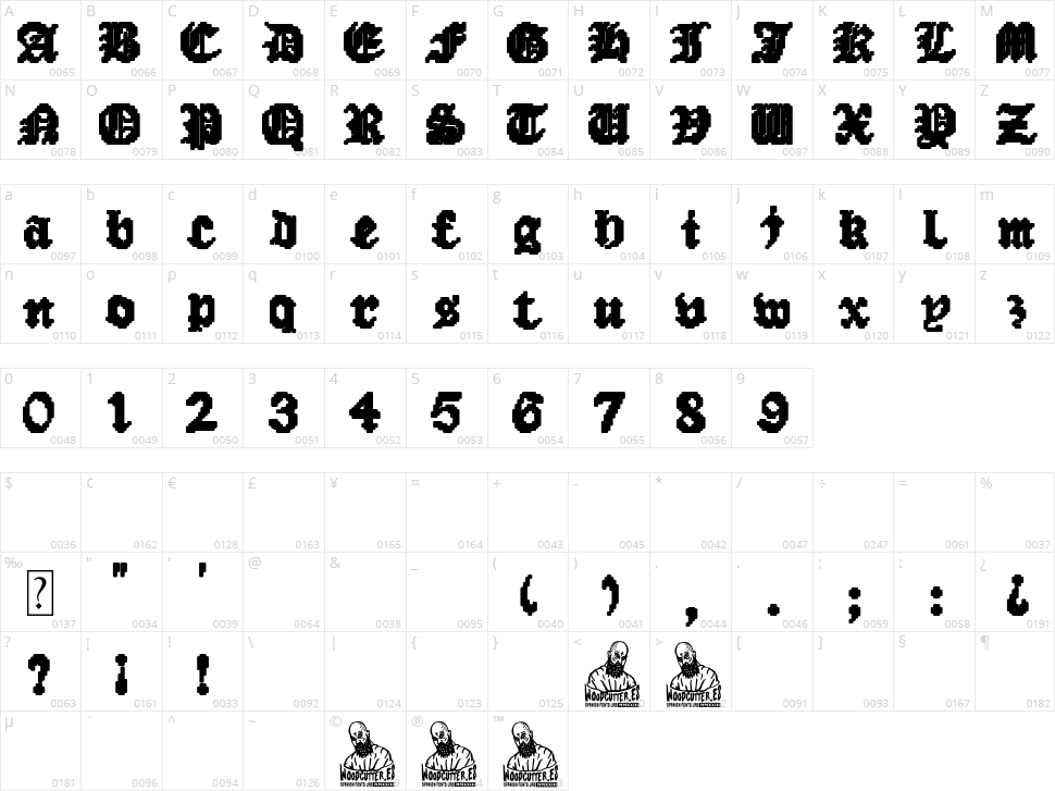 Los Angeles Games Corp Character Map