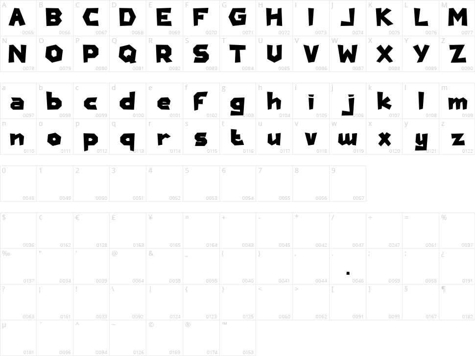 Magic Space Character Map