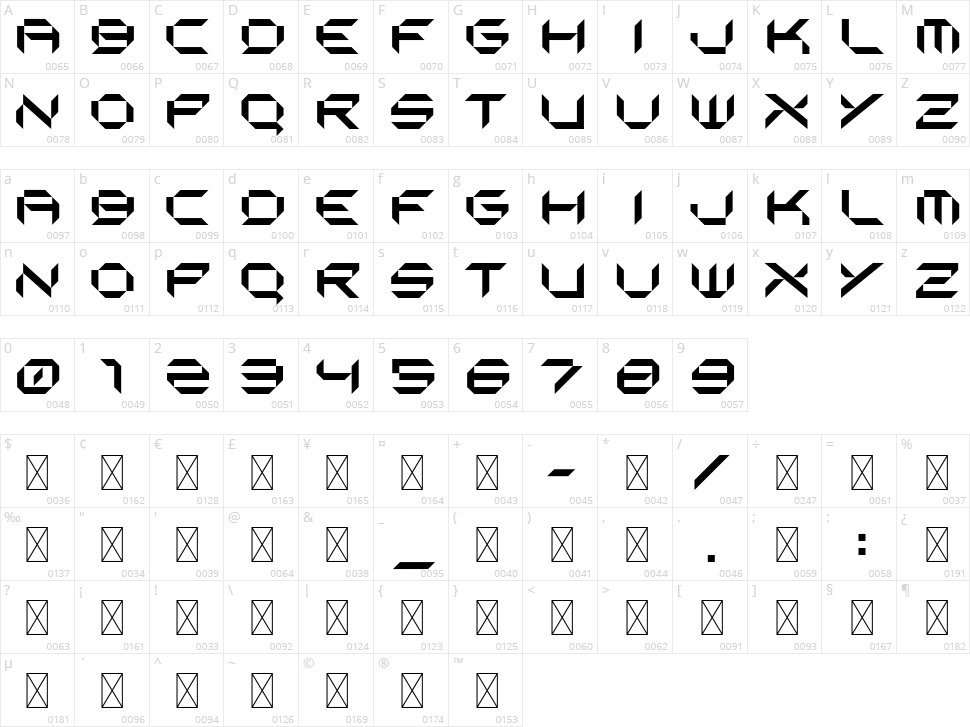 Marcian Caps Character Map