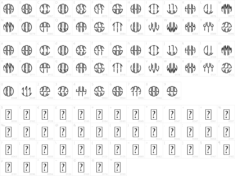 Monogram Circle Character Map