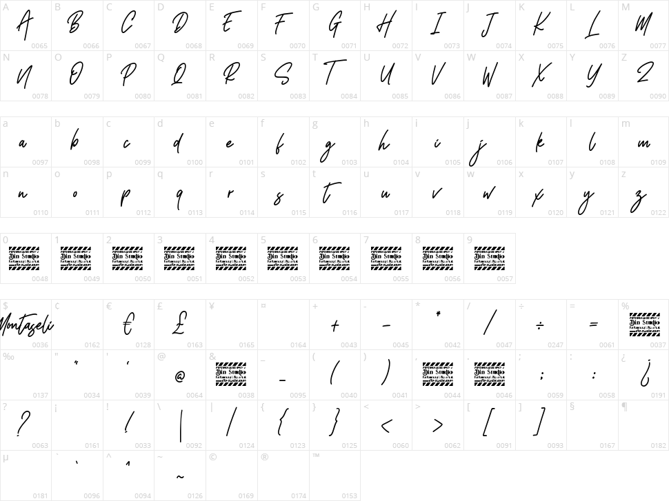 Montaseli Script Character Map