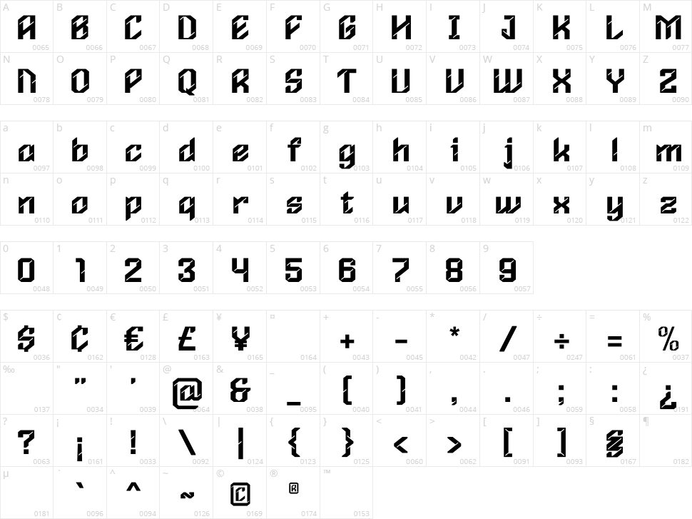 Moonstrike Character Map