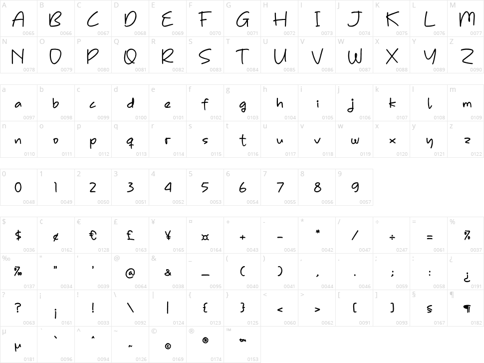 Night Paper Character Map