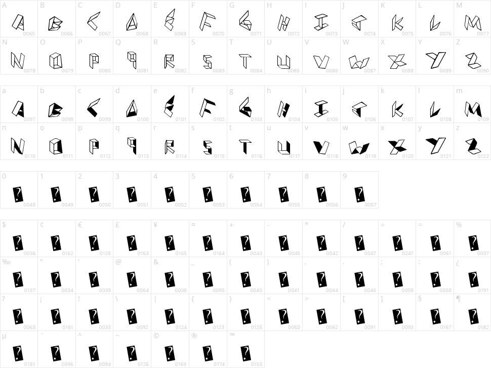 Paper Folder Character Map