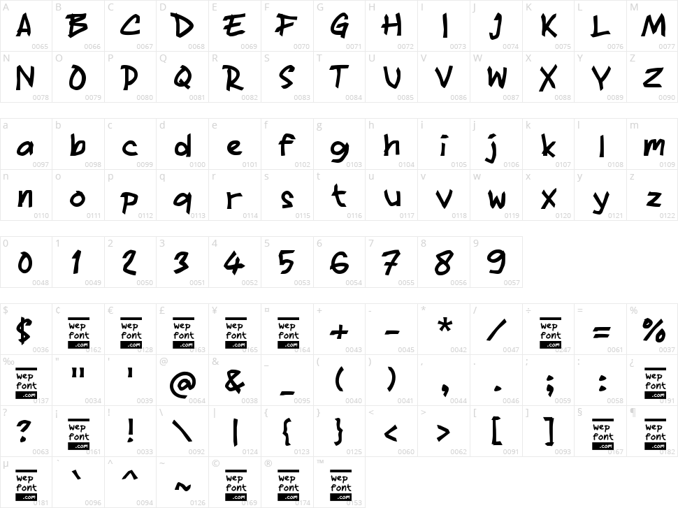Qaaque Character Map