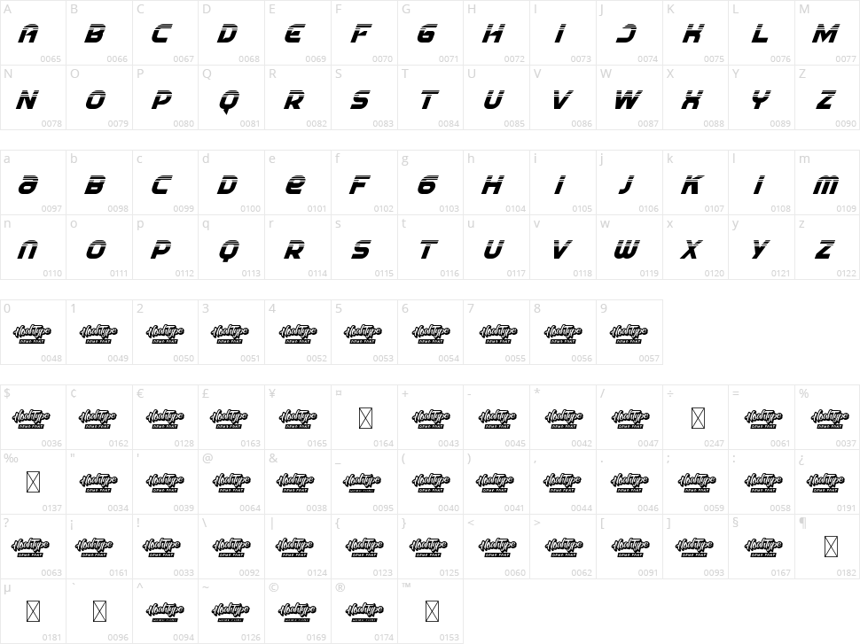 Race Stripe Character Map