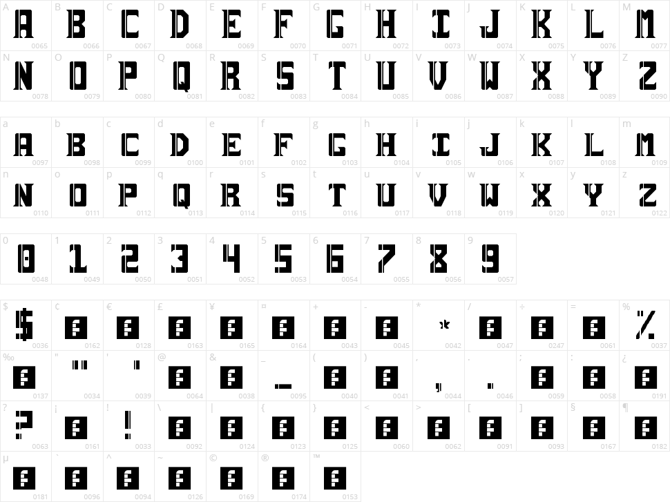 Sai19 Serif Character Map