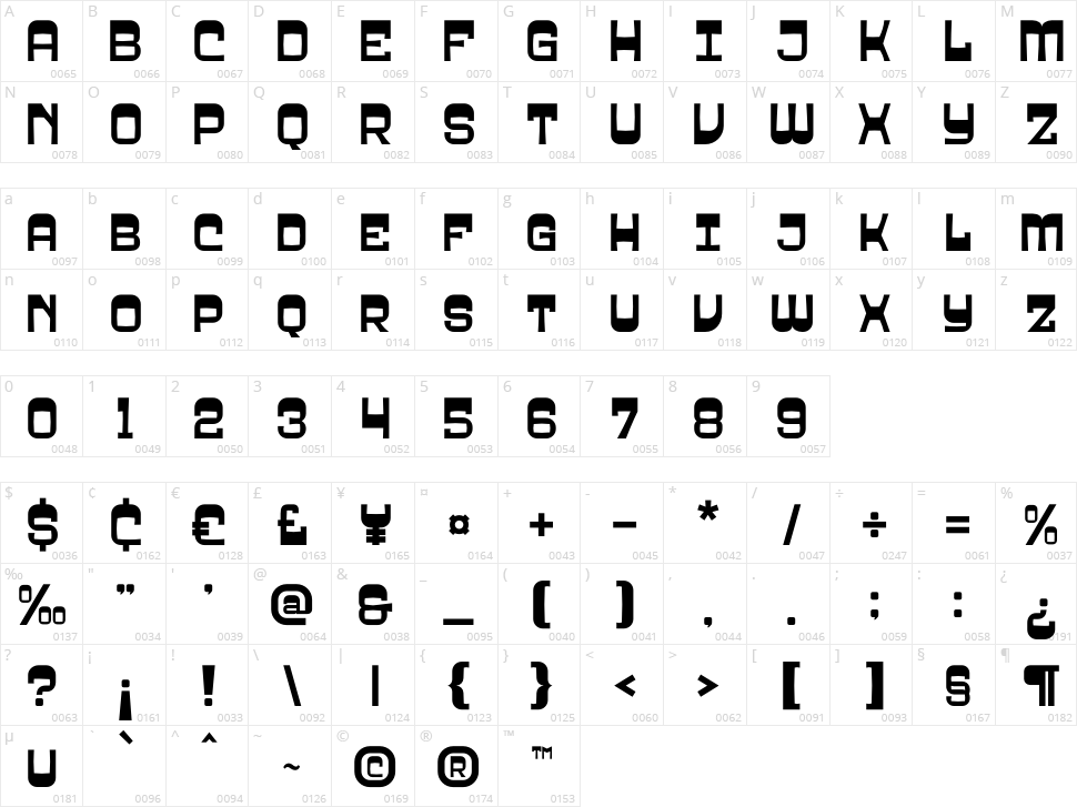 Shalby Character Map