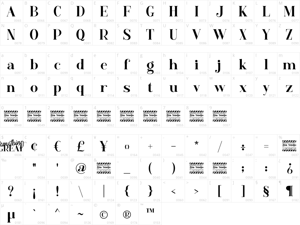 Something Great Serif Character Map