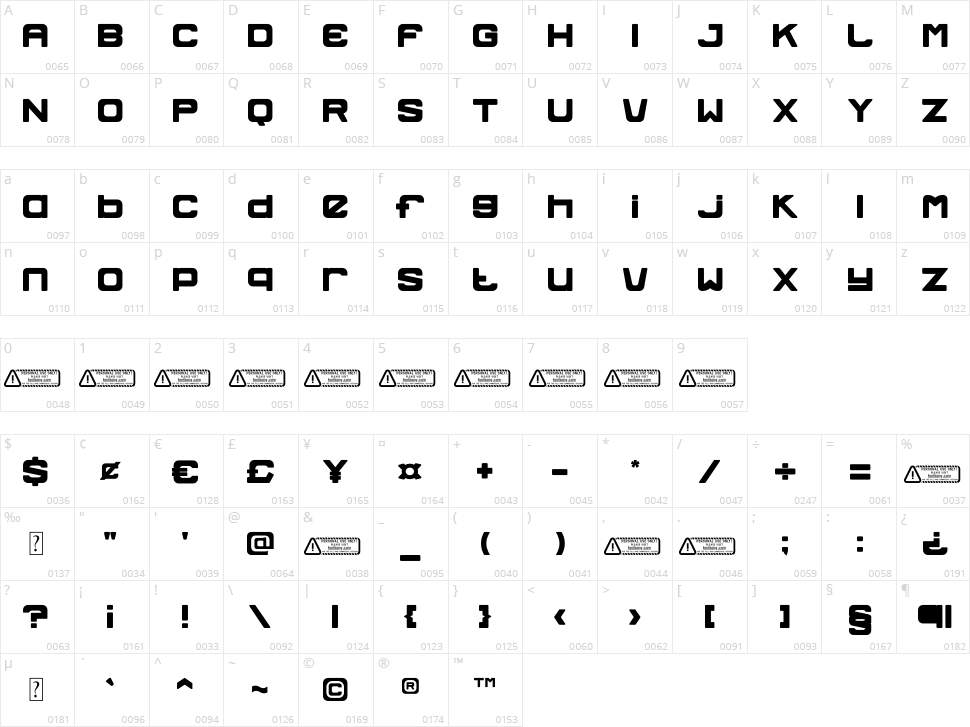 Spacesky Character Map