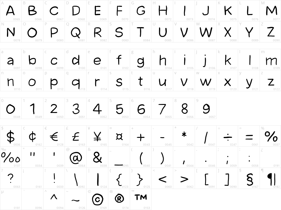 Spidol Light Character Map